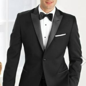 BLACK 'JACKSON' TUXEDO "Evening Peak" Black 1-Button Peak Tuxedo (2-Piece Set)